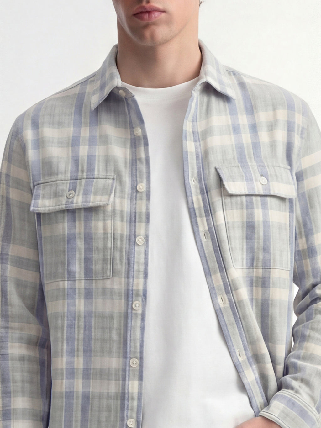 Highlander Men Grey Checked Oversized Fit Casual Shirt - Grey - Image 5