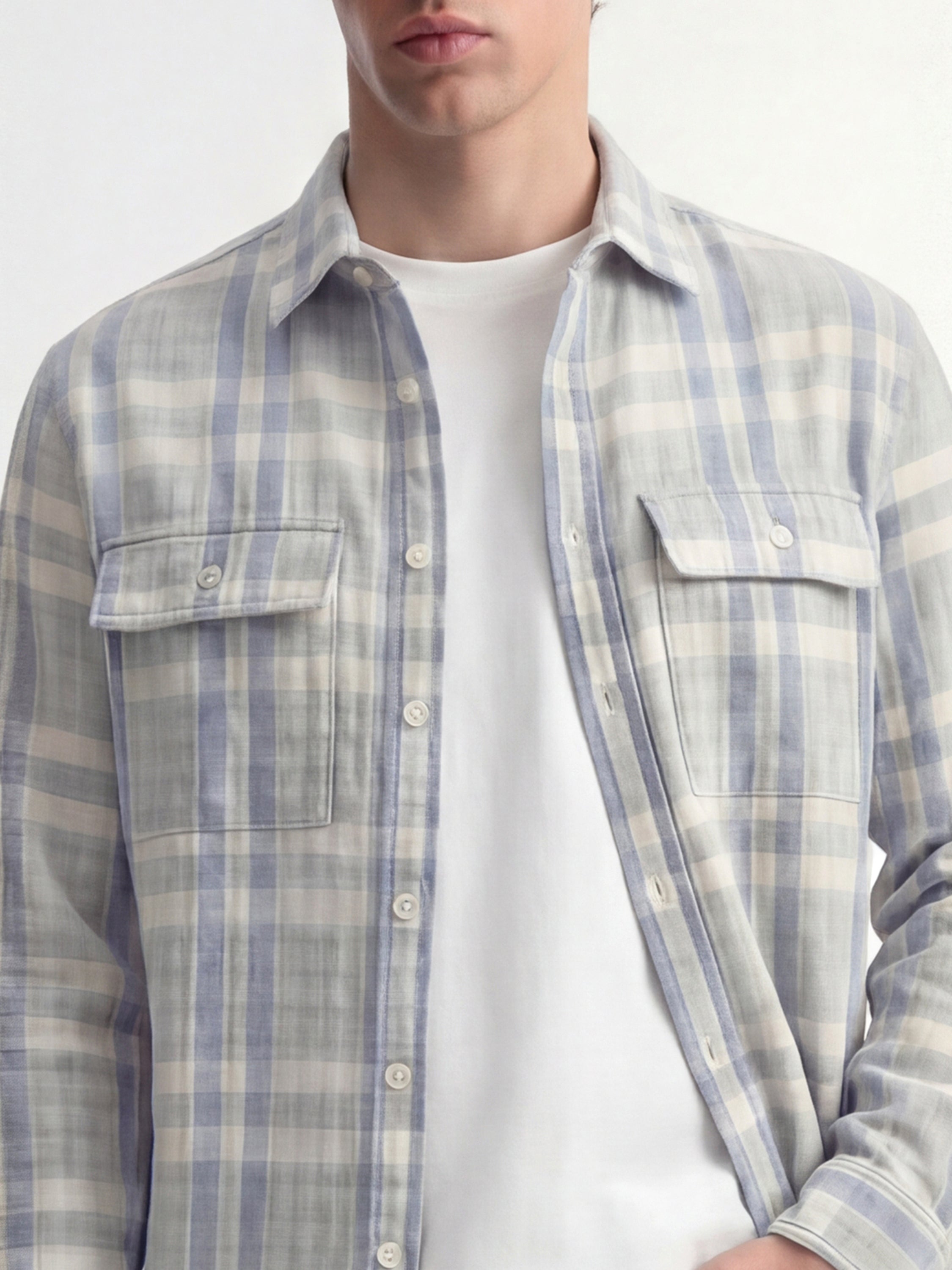 Highlander Men Grey Checked Oversized Fit Casual Shirt - Grey - Image 5