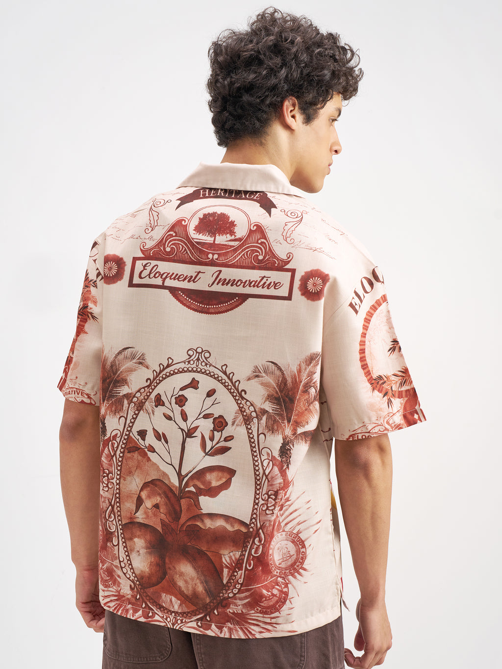 Highlander Men Peach Printed Oversized Fit Casual Shirt - Peach - Image 3