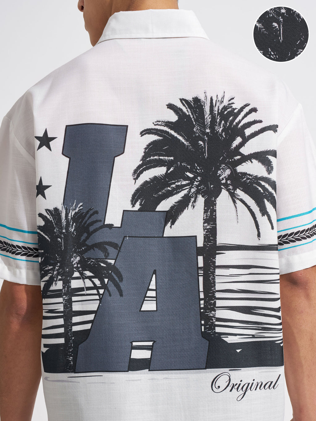 Highlander Men White Printed Oversized Fit Casual Shirt