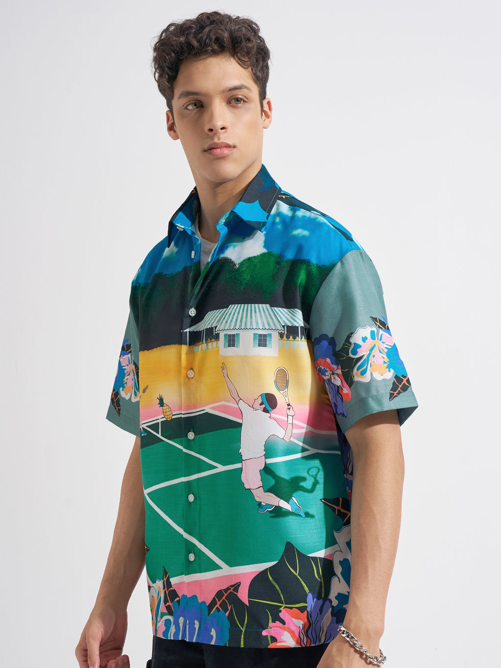 Highlander Men Multi Printed Oversized Fit Casual Shirt