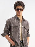 Highlander Men Brown Self Design Relaxed Fit Casual Shirt - Brown - Image 1