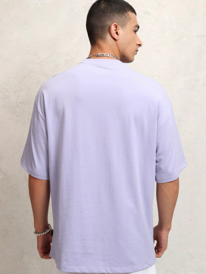Highlander Men Purple Applique Round Neck Oversized Fit T-Shirt - Purple - Image 3