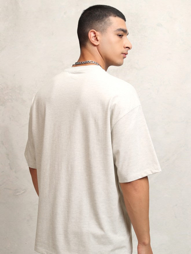 Highlander Men Off White Printed Round Neck Oversized Fit T-Shirt - Off White - Image 3