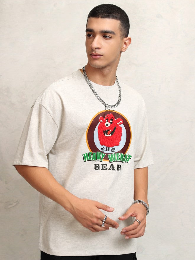 Highlander Men Off White Printed Round Neck Oversized Fit T-Shirt - Off White - Image 6