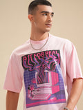 Highlander Men Pink Printed Oversized Fit T-Shirt - Pink - Image 1