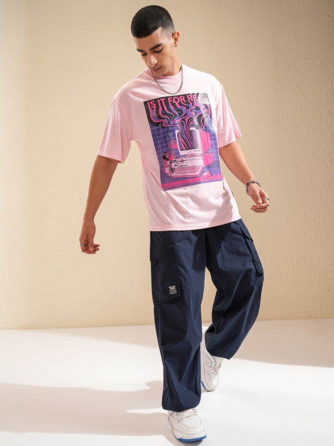 Highlander Men Pink Printed Oversized Fit T-Shirt - Pink - Image 2