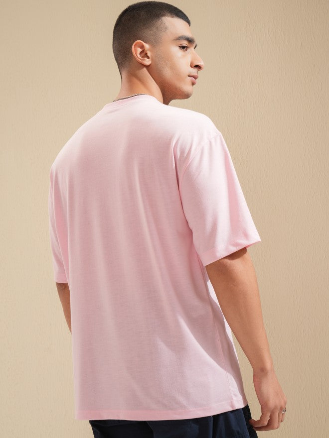 Highlander Men Pink Printed Oversized Fit T-Shirt - Pink - Image 3