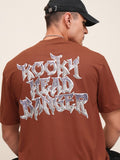 Highlander Men Rust Printed Oversized Fit T-Shirt - Brown - Image 1