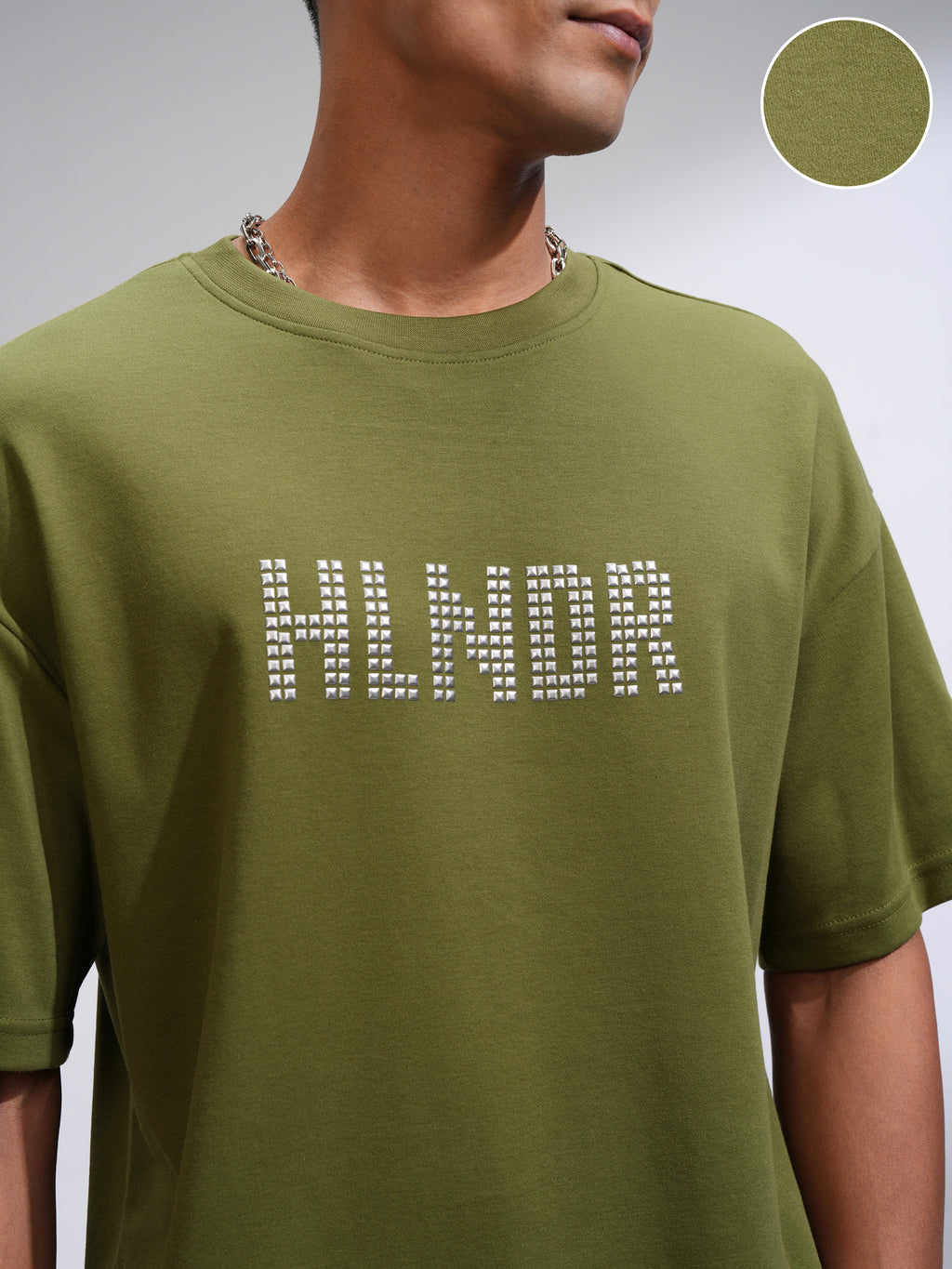 Highlander Men Olive Printed Round Neck Oversized Fit T-Shirt - Olive - Image 5