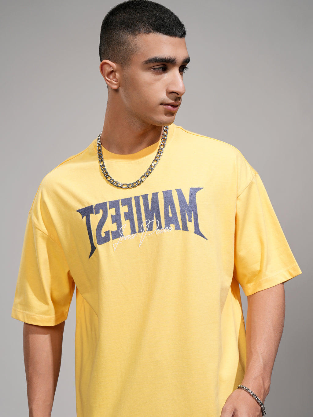 Highlander Men Yellow Printed Round Neck Oversized Fit T-Shirt - Yellow - Image 1