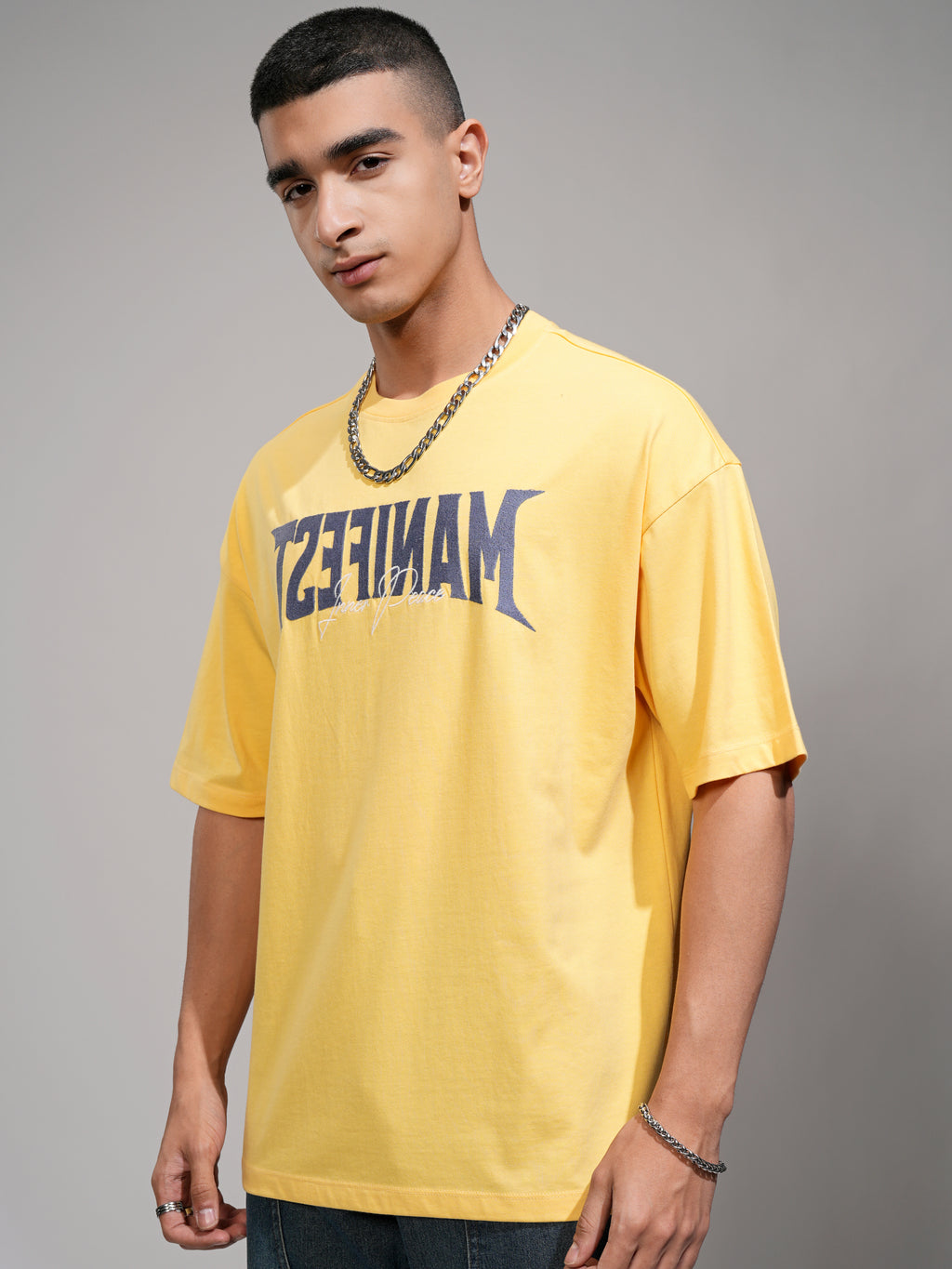Highlander Men Yellow Printed Round Neck Oversized Fit T-Shirt - Yellow - Image 4