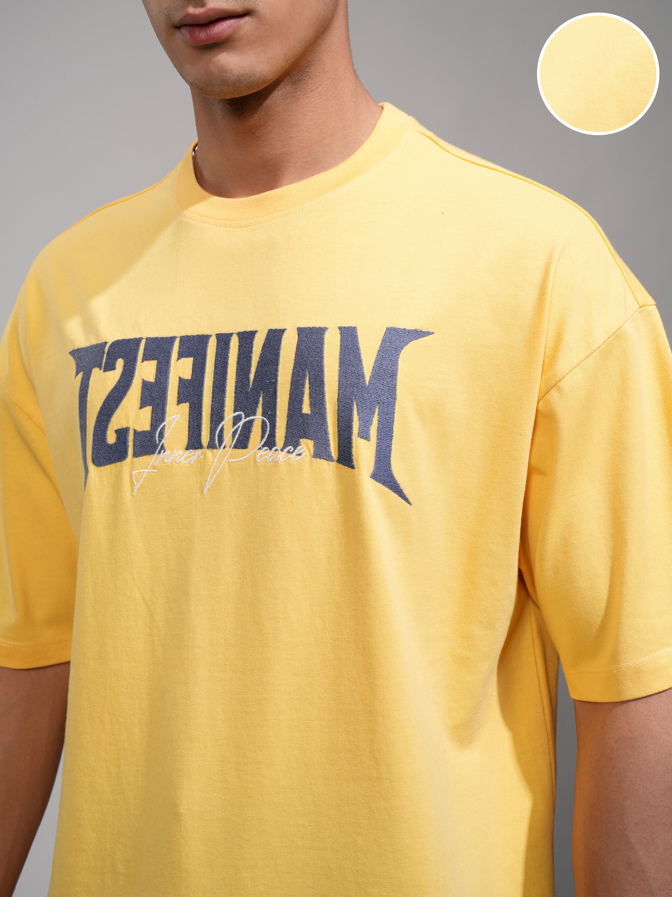 Highlander Men Yellow Printed Round Neck Oversized Fit T-Shirt - Yellow - Image 5