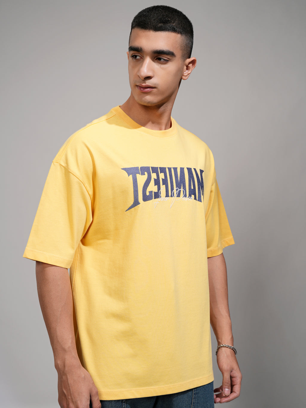 Highlander Men Yellow Printed Round Neck Oversized Fit T-Shirt - Yellow - Image 6
