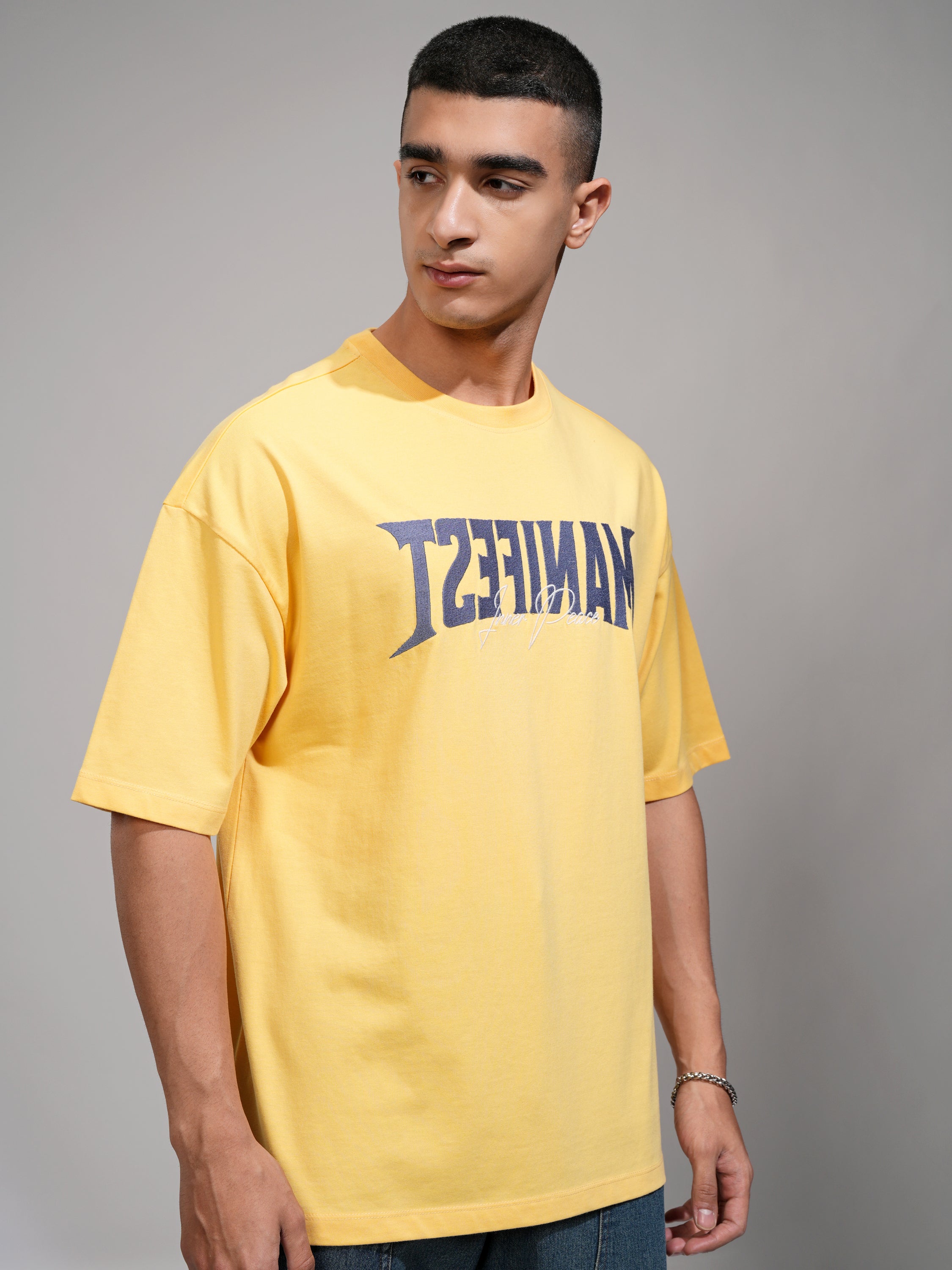 Highlander Men Yellow Printed Round Neck Oversized Fit T-Shirt - Yellow - Image 6