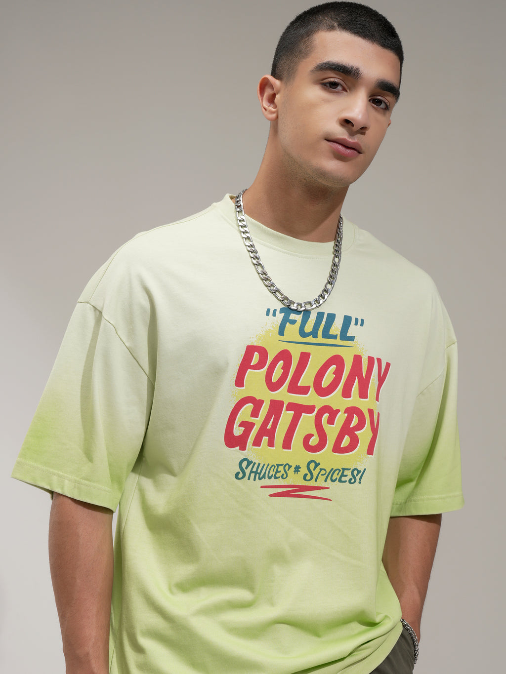 Highlander Men Green Printed Round Neck Oversized Fit T-Shirt - Green - Image 1