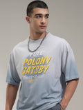 Highlander Men Grey Printed Round Neck Oversized Fit T-Shirt - Grey - Image 1