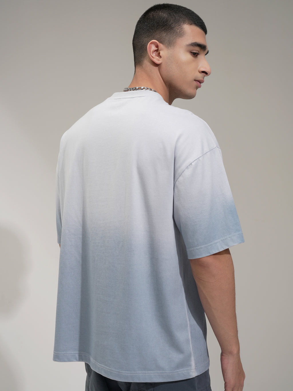 Highlander Men Grey Printed Round Neck Oversized Fit T-Shirt - Grey - Image 3