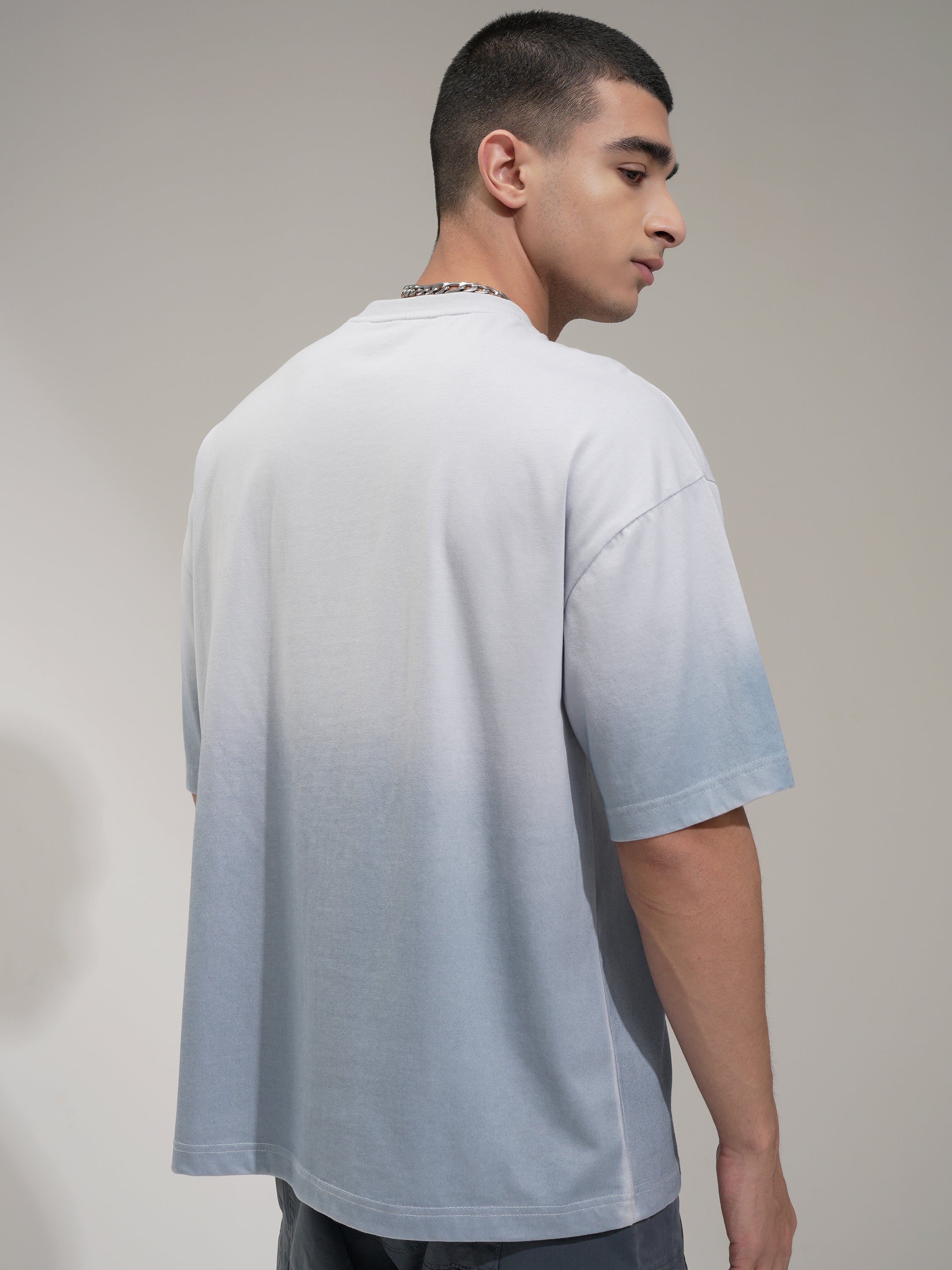 Highlander Men Grey Printed Round Neck Oversized Fit T-Shirt - Grey - Image 3