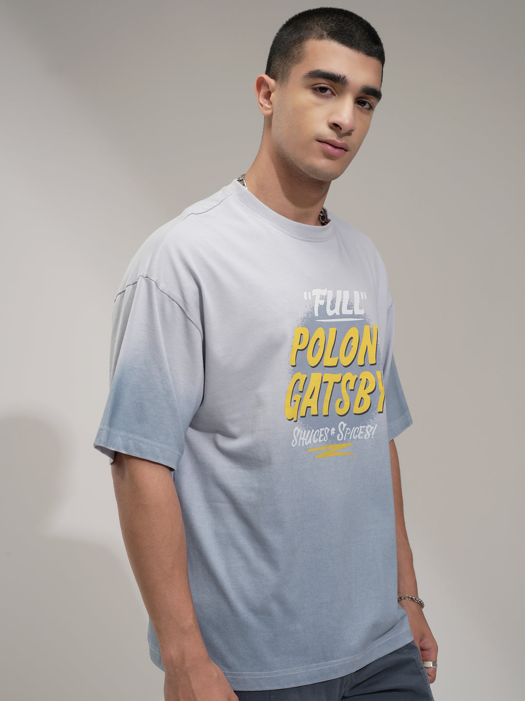 Highlander Men Grey Printed Round Neck Oversized Fit T-Shirt - Grey - Image 6