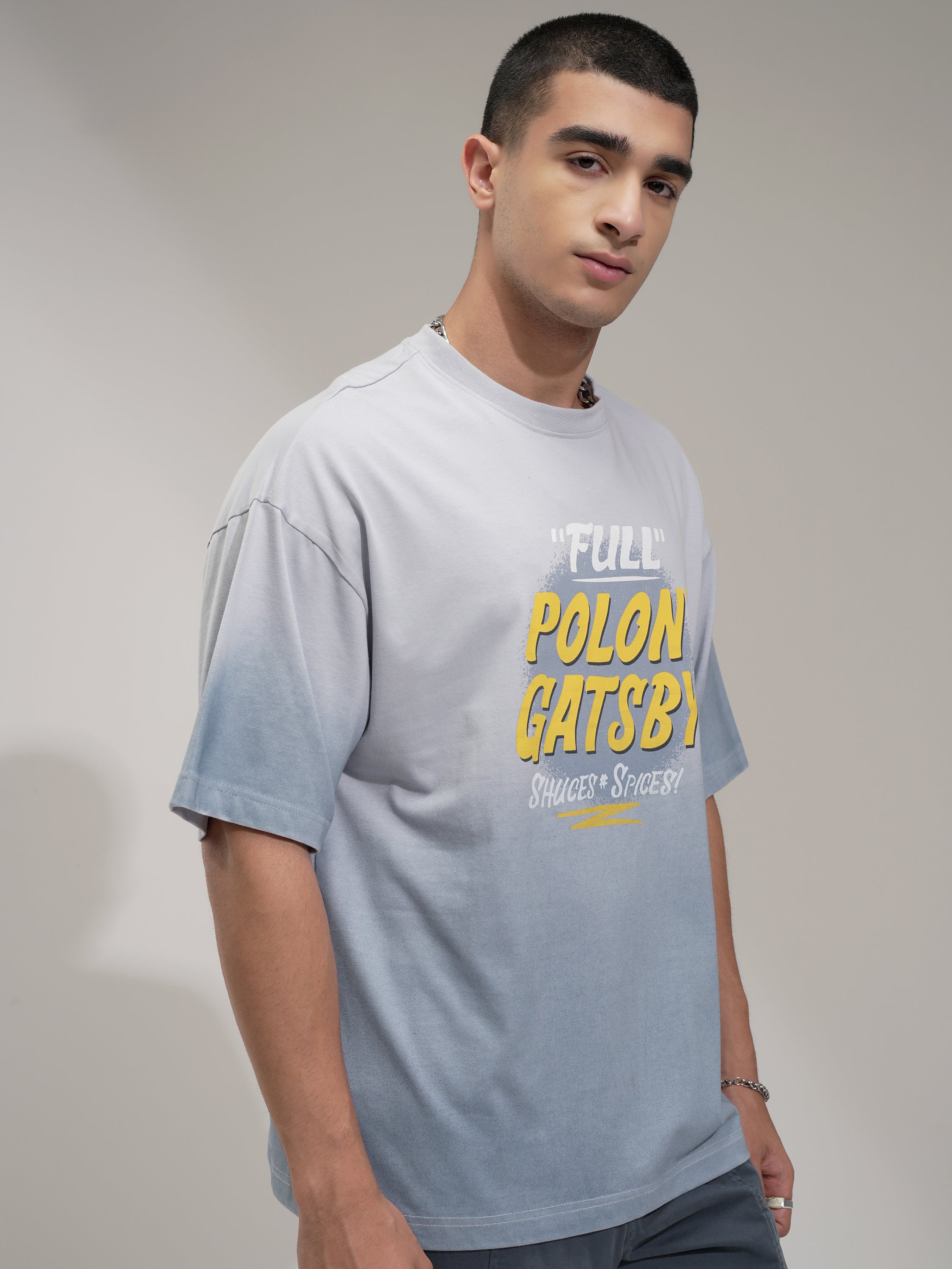Highlander Men Grey Printed Round Neck Oversized Fit T-Shirt - Grey - Image 6