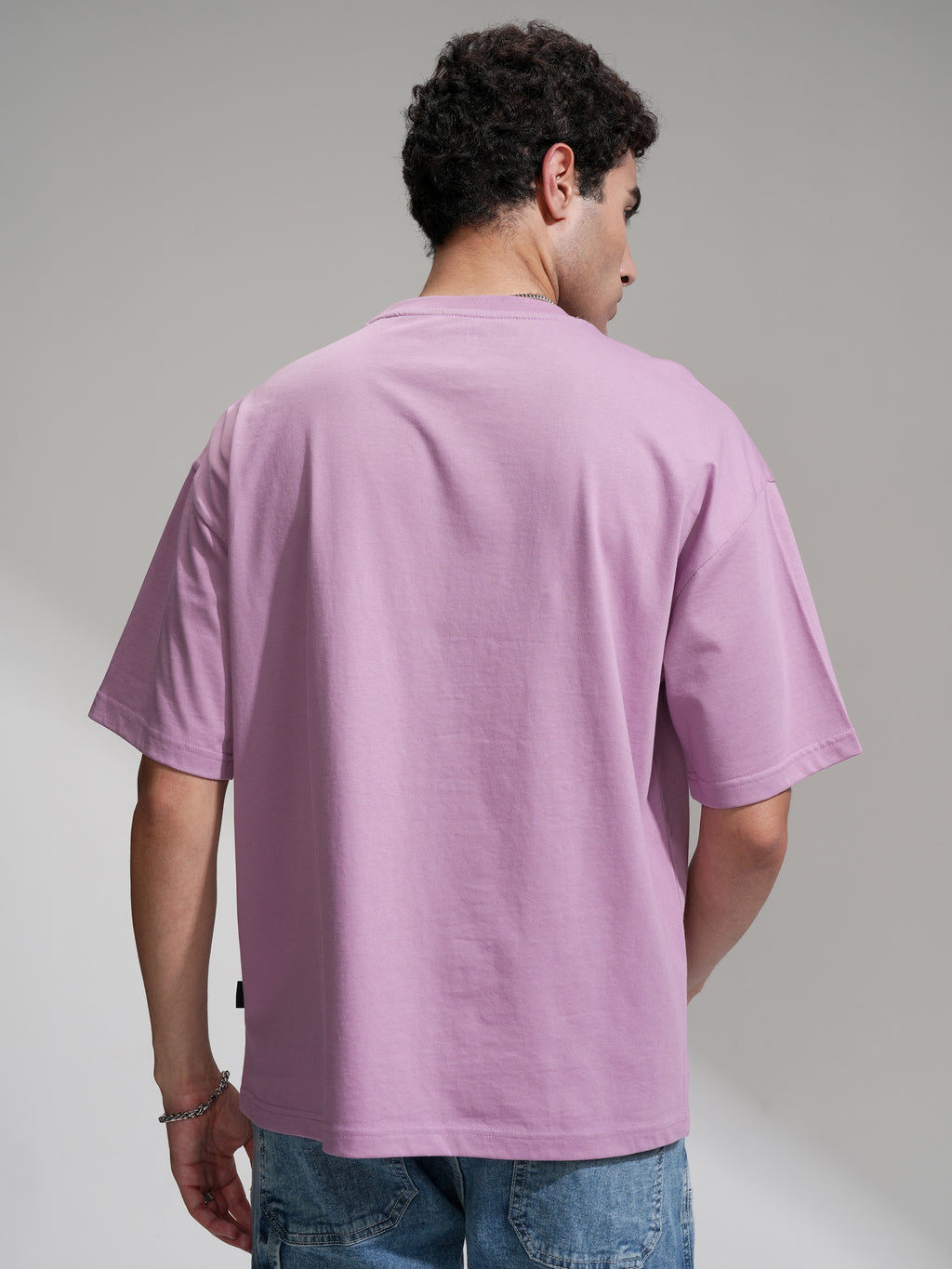 Highlander Men Mauve Embroidered Round Neck Oversized Fit T-Shirt - Mauve - Image 3
