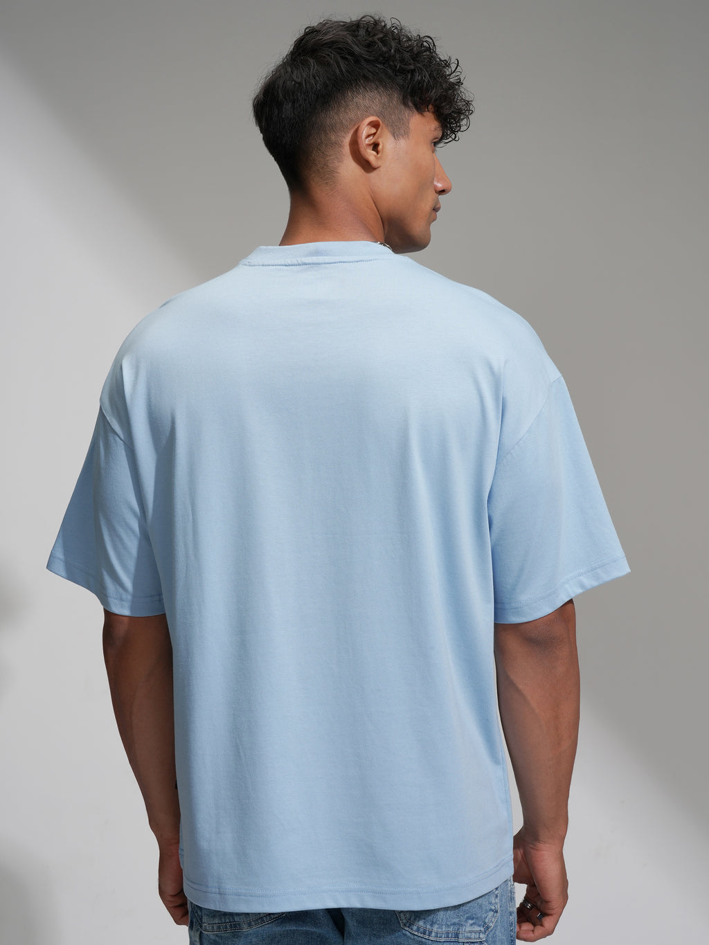 Highlander Men Blue Embroidered Round Neck Oversized Fit T-Shirt - Blue - Image 3