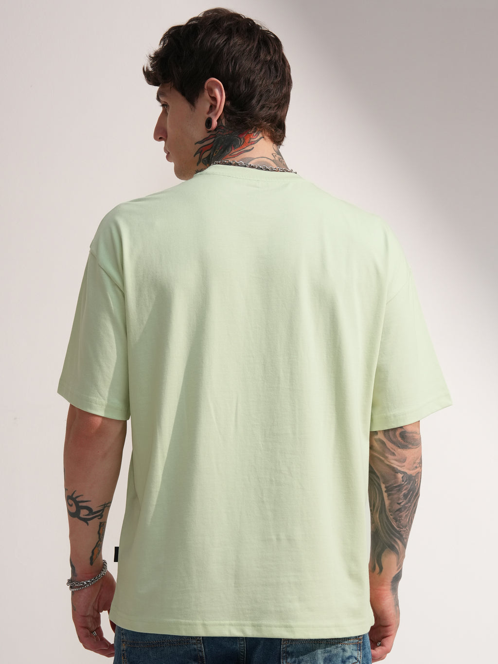 Highlander Men Green Embroidered Round Neck Oversized Fit T-Shirt - Green - Image 3