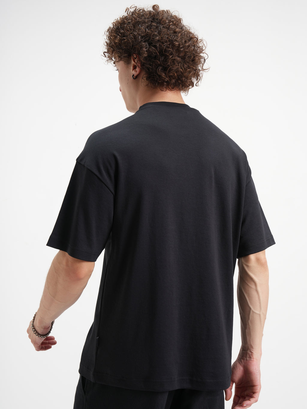 Highlander Men Black Printed Round Neck Oversized Fit T-Shirt - Black - Image 3