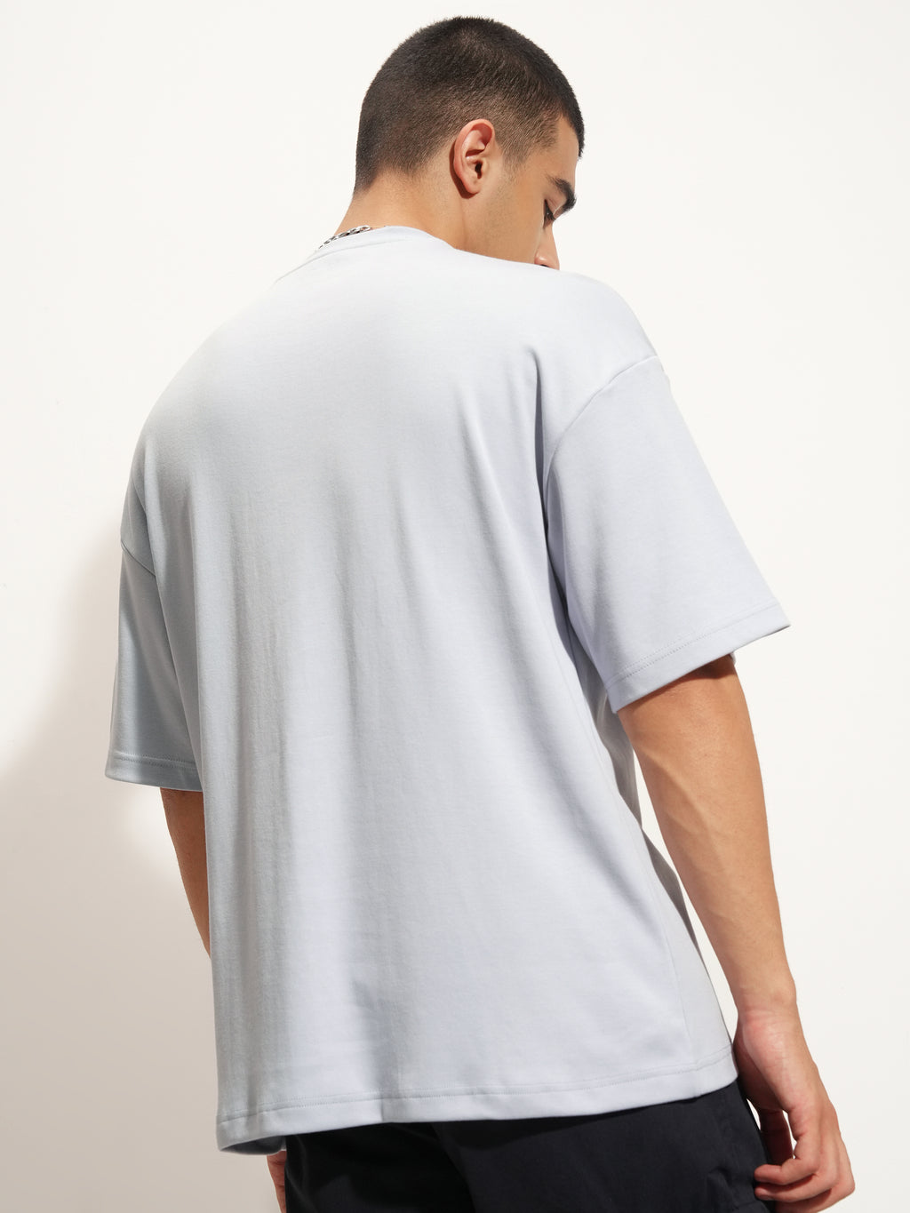 Highlander Men Grey Printed Round Neck Oversized Fit T-Shirt - Grey - Image 3