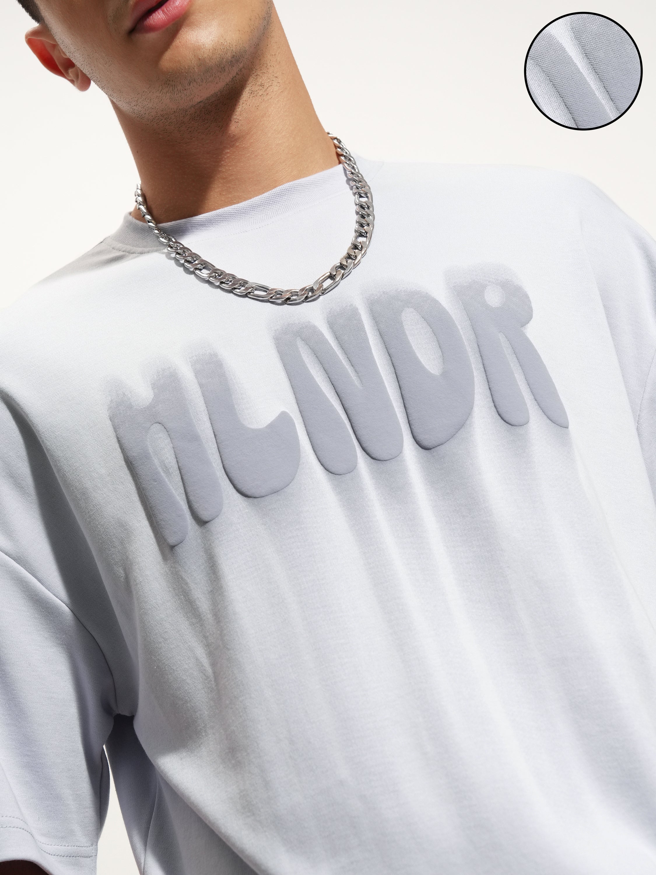 Highlander Men Grey Printed Round Neck Oversized Fit T-Shirt - Grey - Image 5