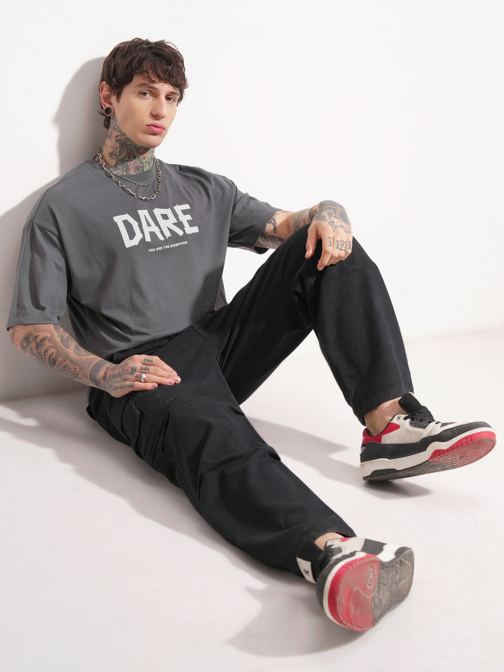 Highlander Men Grey Printed Round Neck Oversized Fit T-Shirt - Grey - Image 2