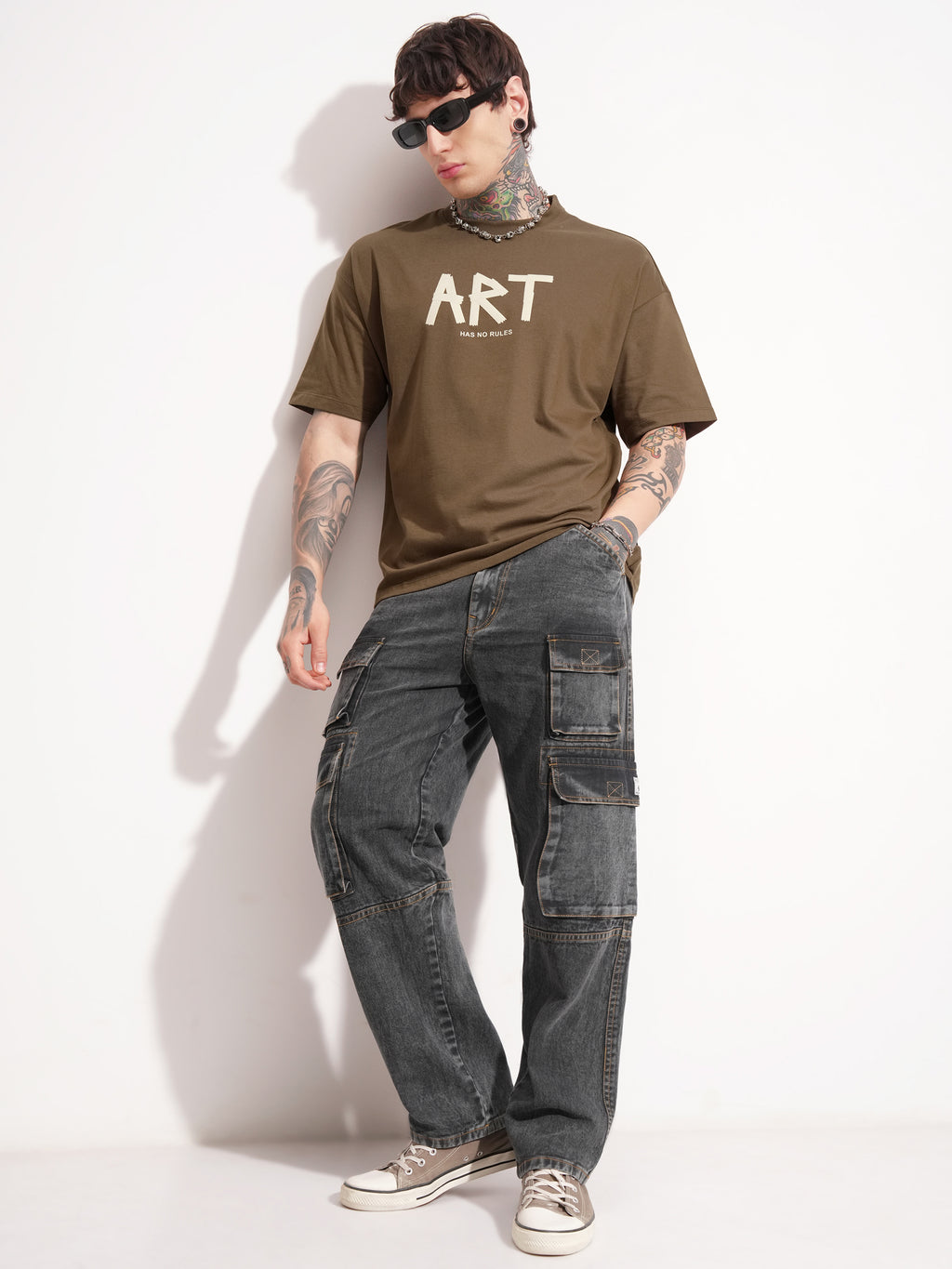 Highlander Men Brown Printed Round Neck Oversized Fit T-Shirt - Brown - Image 2