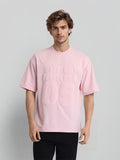 Highlander Men Pink Self Design Round Neck Oversized Fit T-Shirt - Pink - Image 1