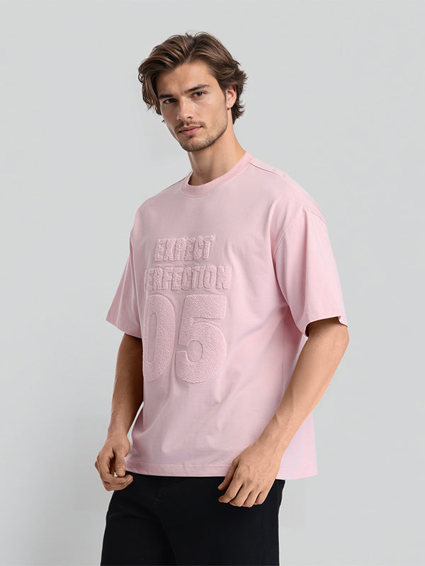 Highlander Men Pink Self Design Round Neck Oversized Fit T-Shirt - Pink - Image 4