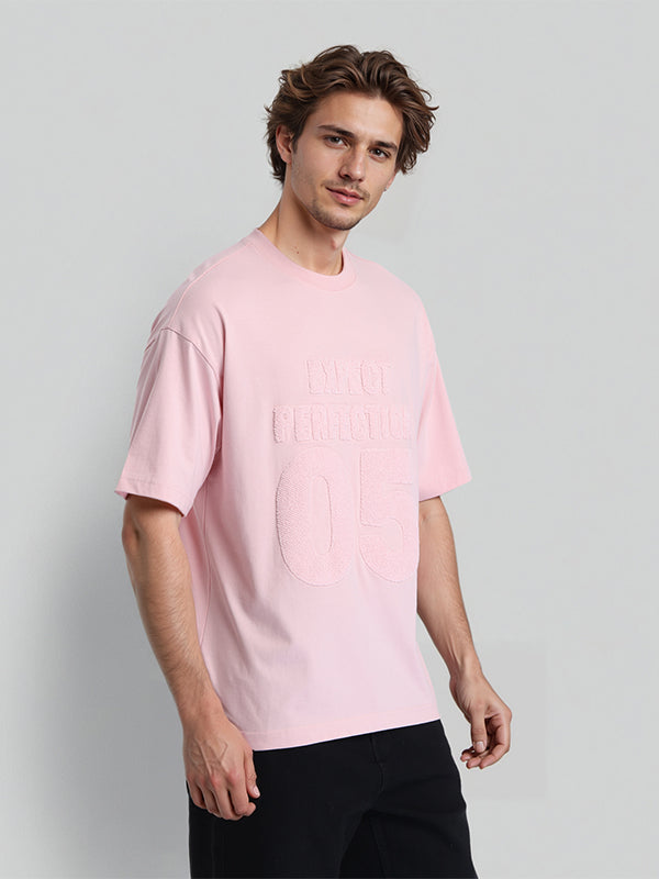 Highlander Men Pink Self Design Round Neck Oversized Fit T-Shirt - Pink - Image 6