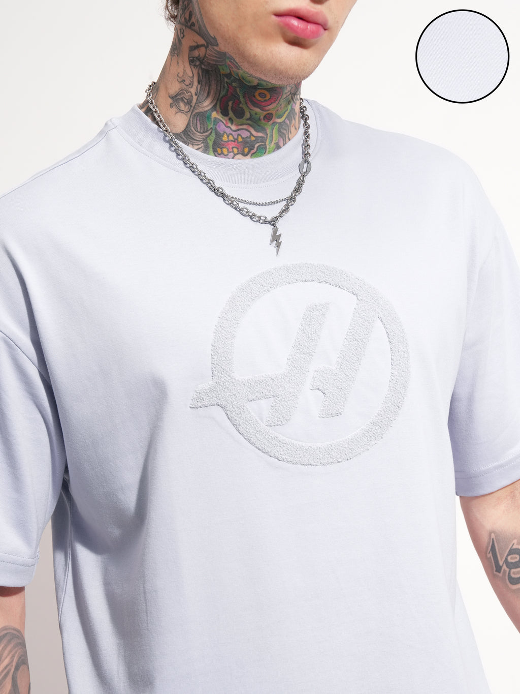 Highlander Men Grey Printed Round Neck Oversized Fit T-Shirt - Grey - Image 5