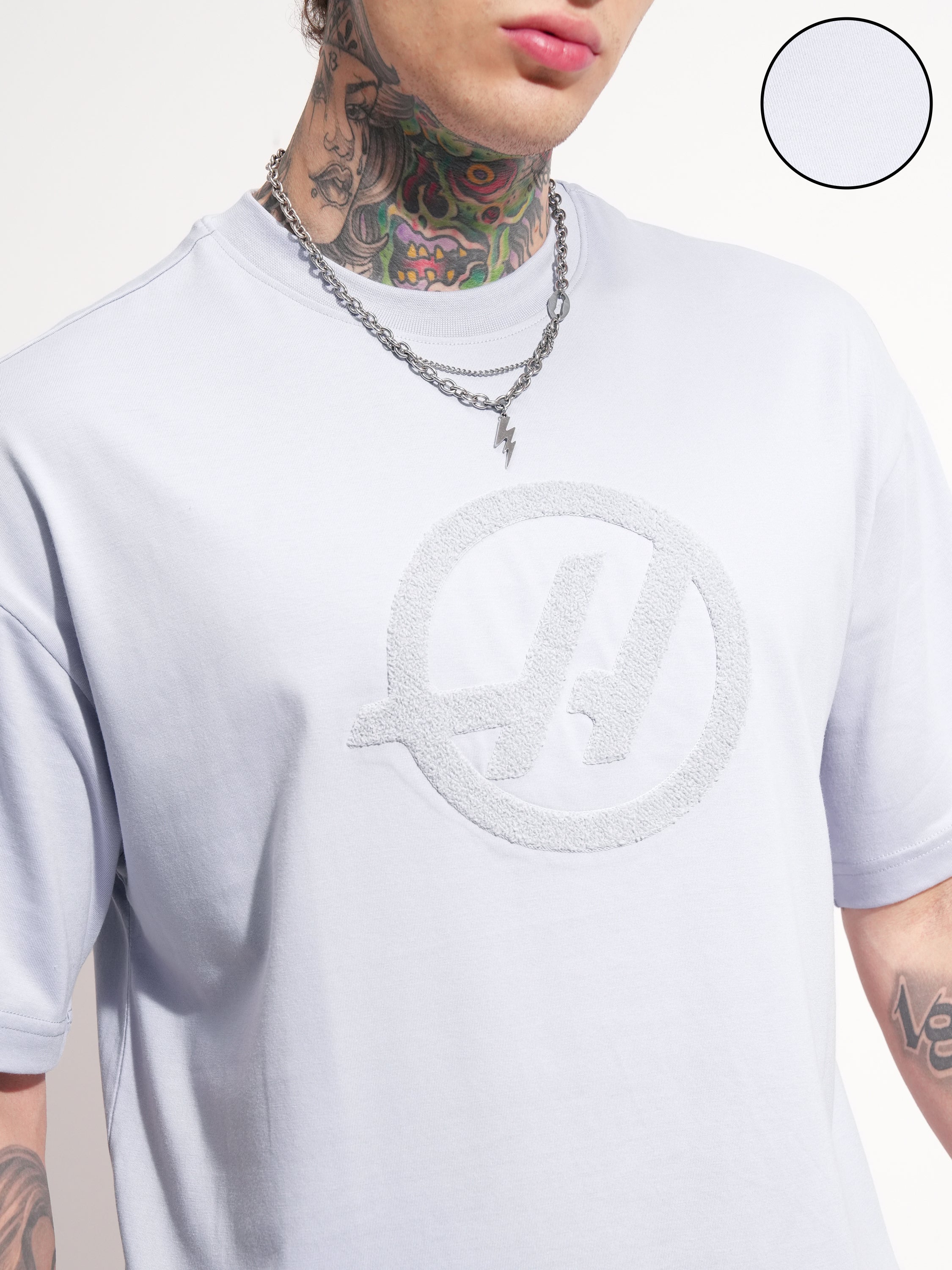 Highlander Men Grey Printed Round Neck Oversized Fit T-Shirt - Grey - Image 5
