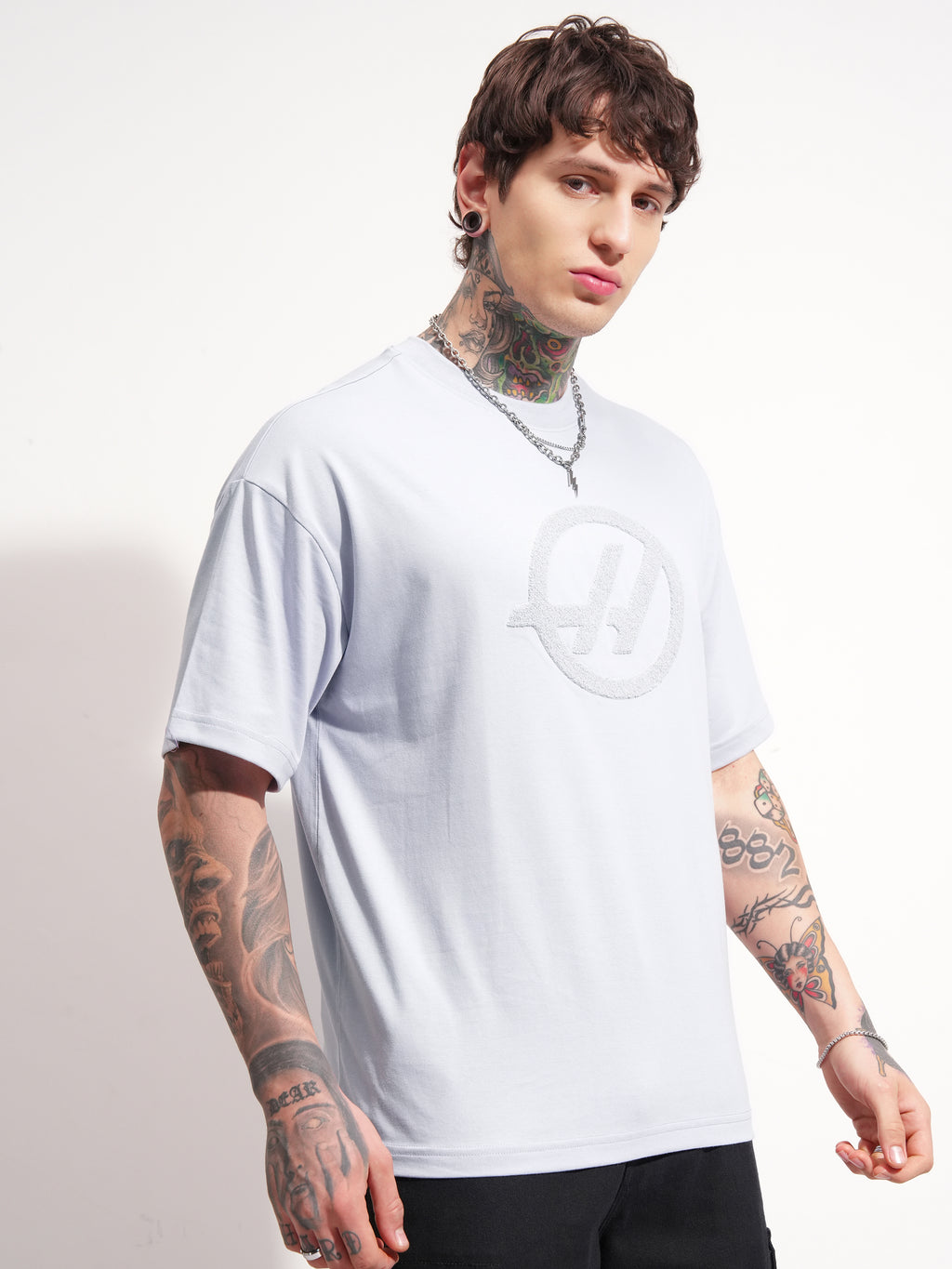 Highlander Men Grey Printed Round Neck Oversized Fit T-Shirt - Grey - Image 6