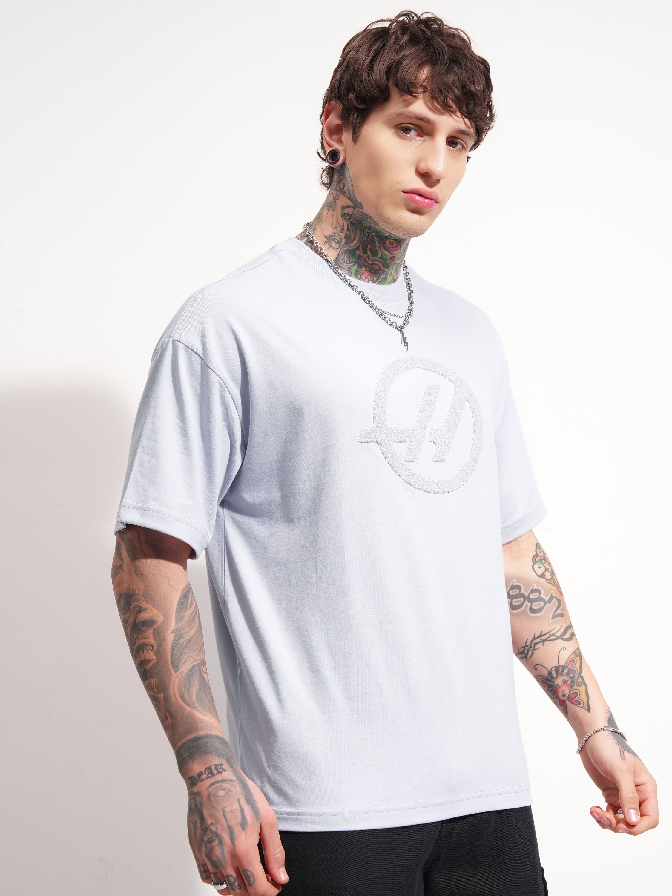 Highlander Men Grey Printed Round Neck Oversized Fit T-Shirt - Grey - Image 6