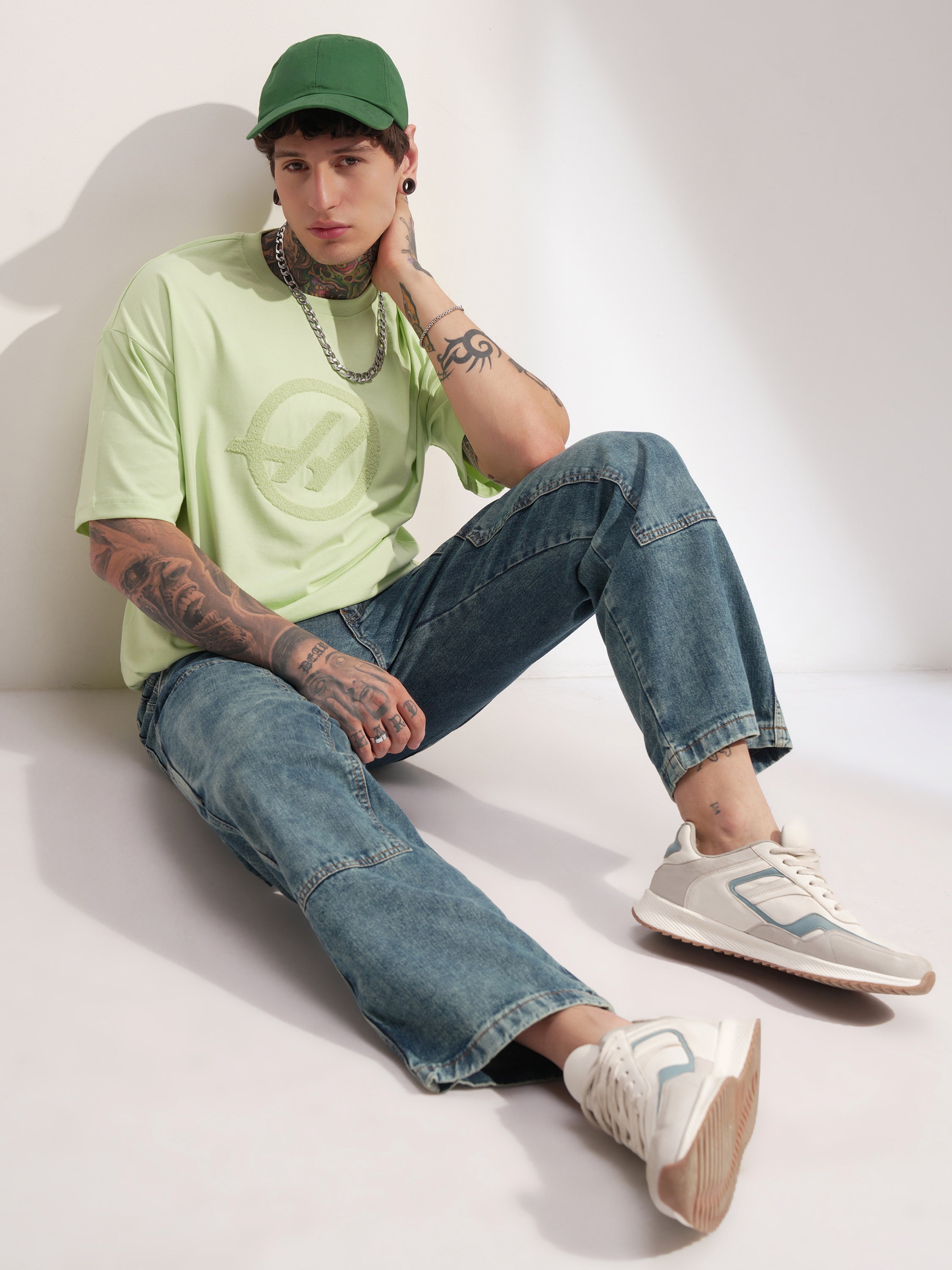 Highlander Men Green Printed Round Neck Oversized Fit T-Shirt - Green - Image 2