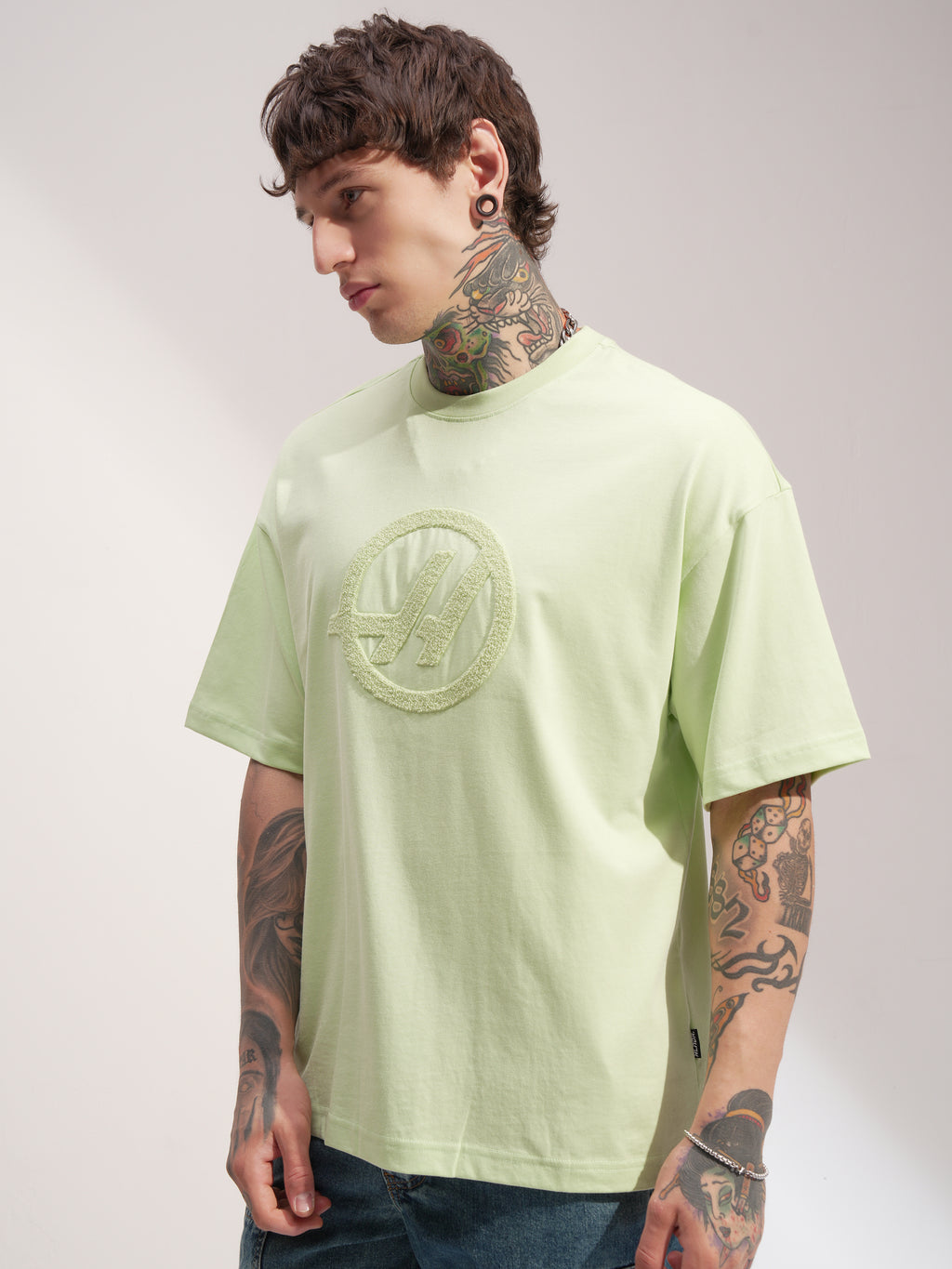 Highlander Men Green Printed Round Neck Oversized Fit T-Shirt - Green - Image 4