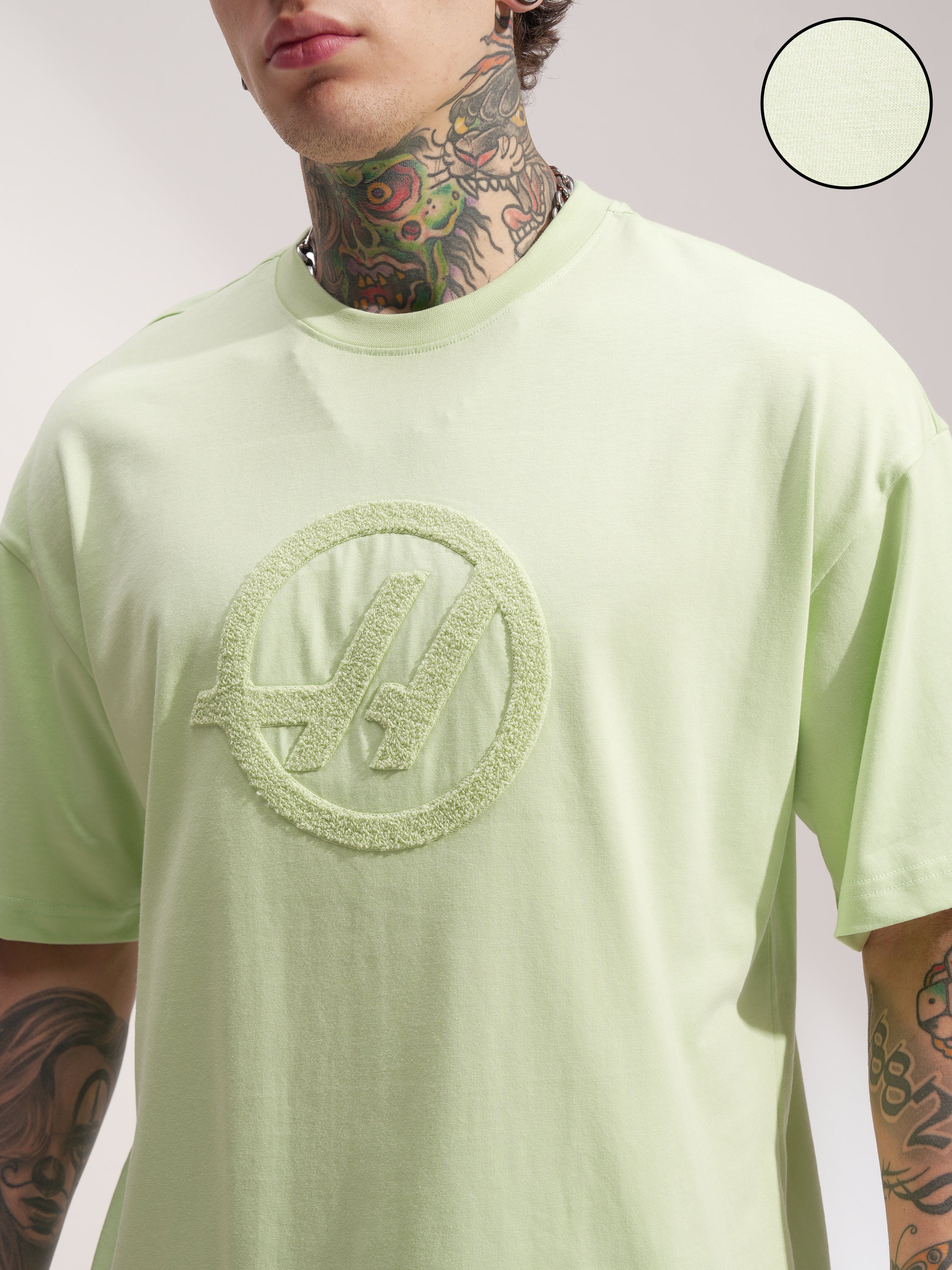 Highlander Men Green Printed Round Neck Oversized Fit T-Shirt - Green - Image 5