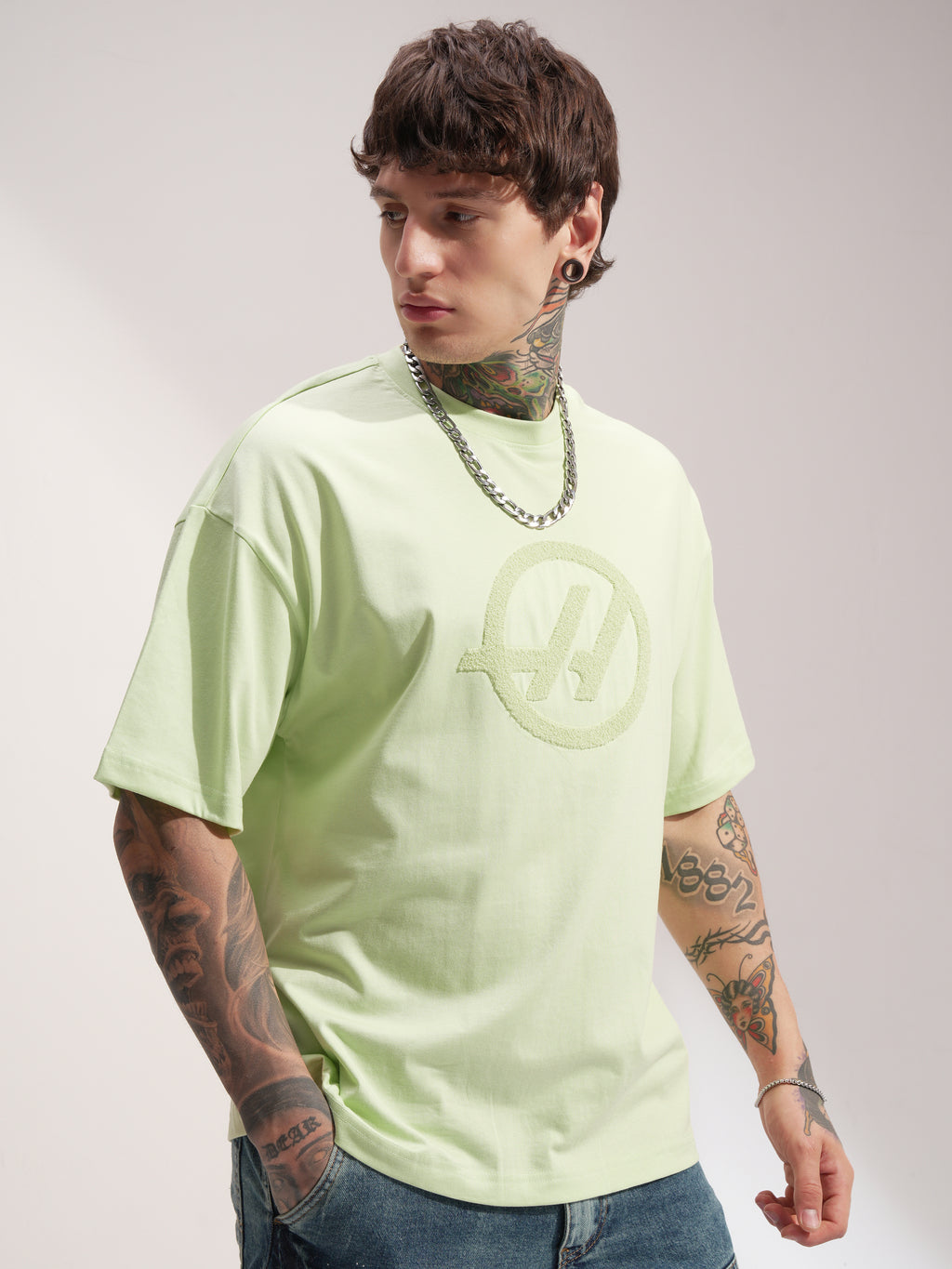 Highlander Men Green Printed Round Neck Oversized Fit T-Shirt - Green - Image 6