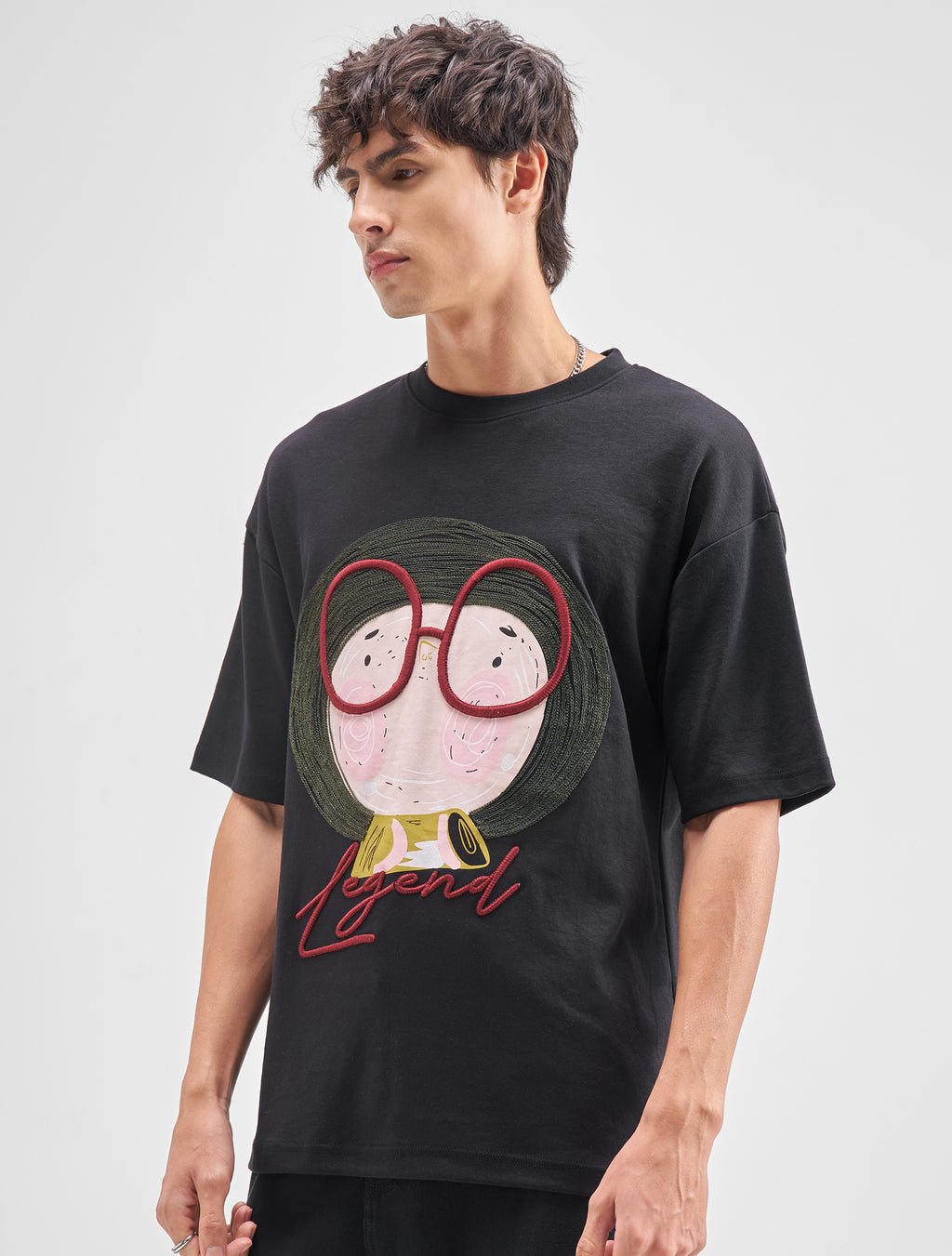 Highlander Men Black Embroidered Round Neck Embroidered T-Shirt - Black - Image 4