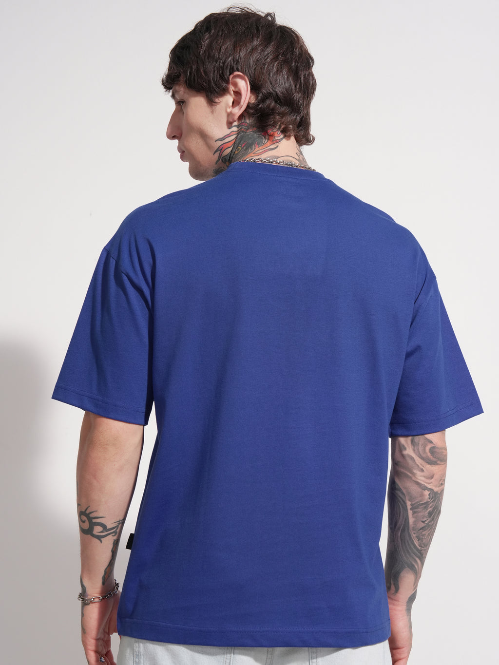 Highlander Men Blue Printed Round Neck Oversized Fit T-Shirt - Blue - Image 3