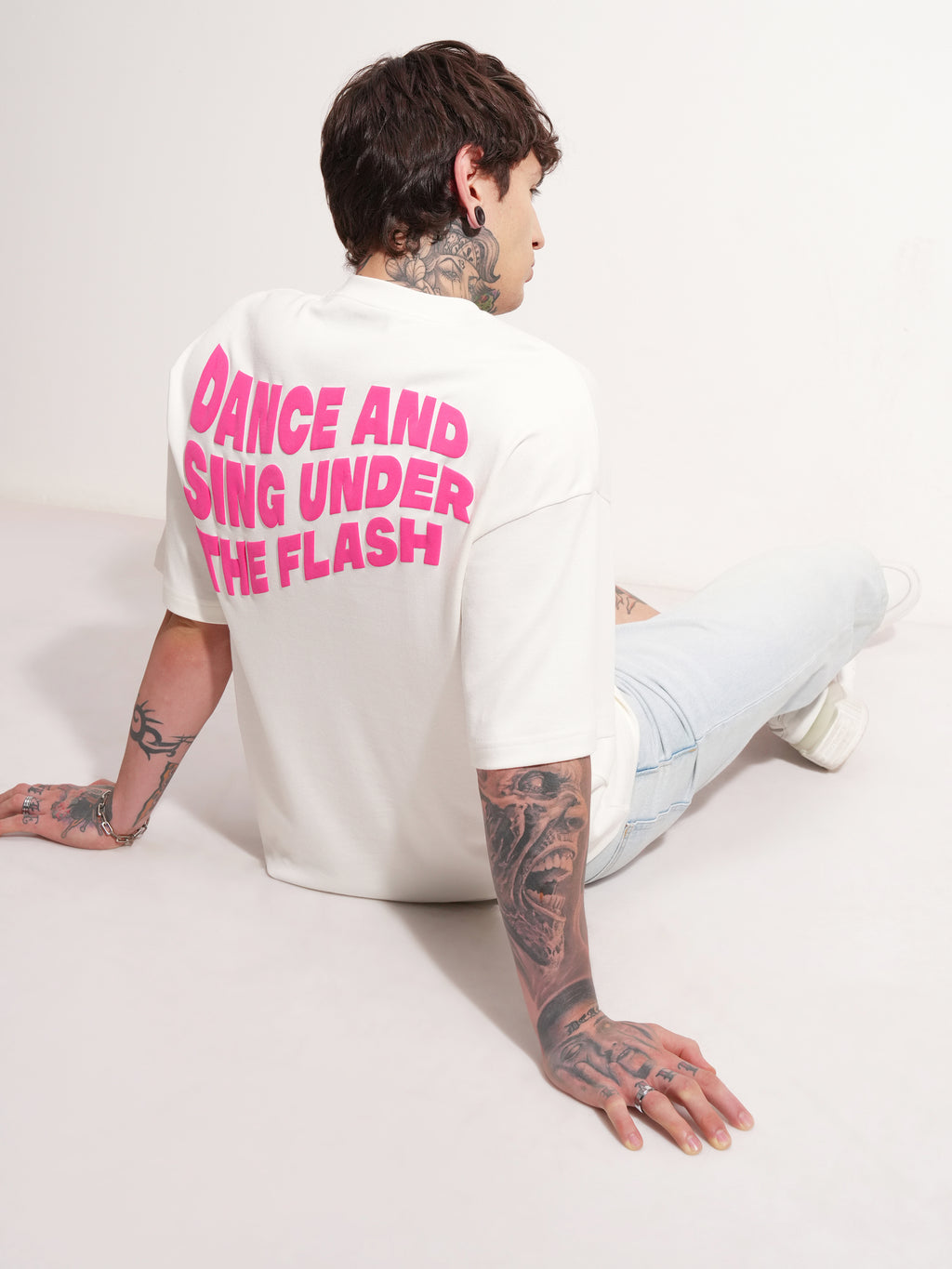 Highlander Men Off White Printed Round Neck Oversized Fit T-Shirt - Off White - Image 2