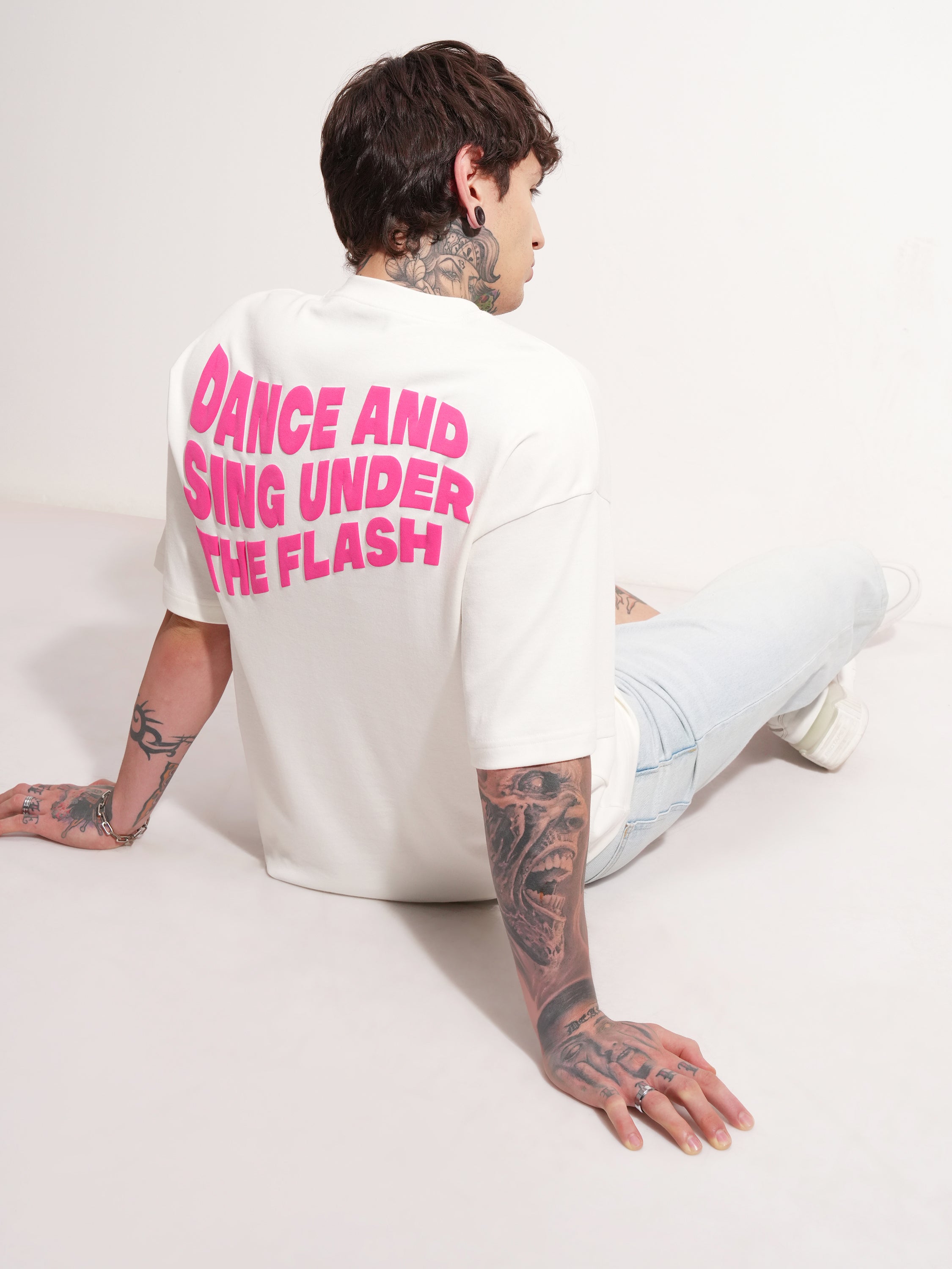 Highlander Men Off White Printed Round Neck Oversized Fit T-Shirt - Off White - Image 2