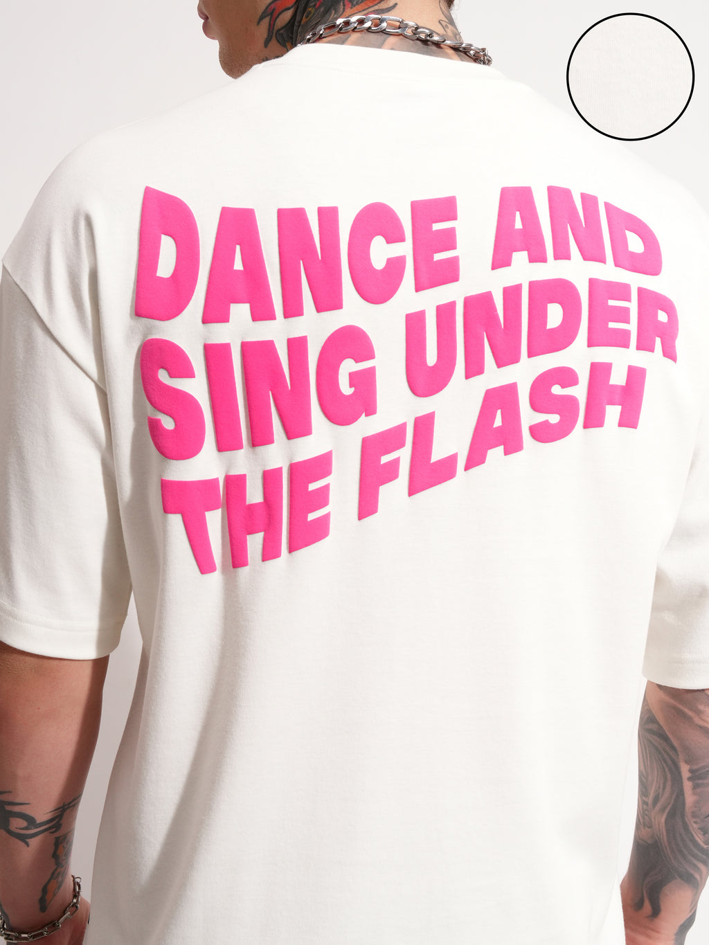 Highlander Men Off White Printed Round Neck Oversized Fit T-Shirt - Off White - Image 5