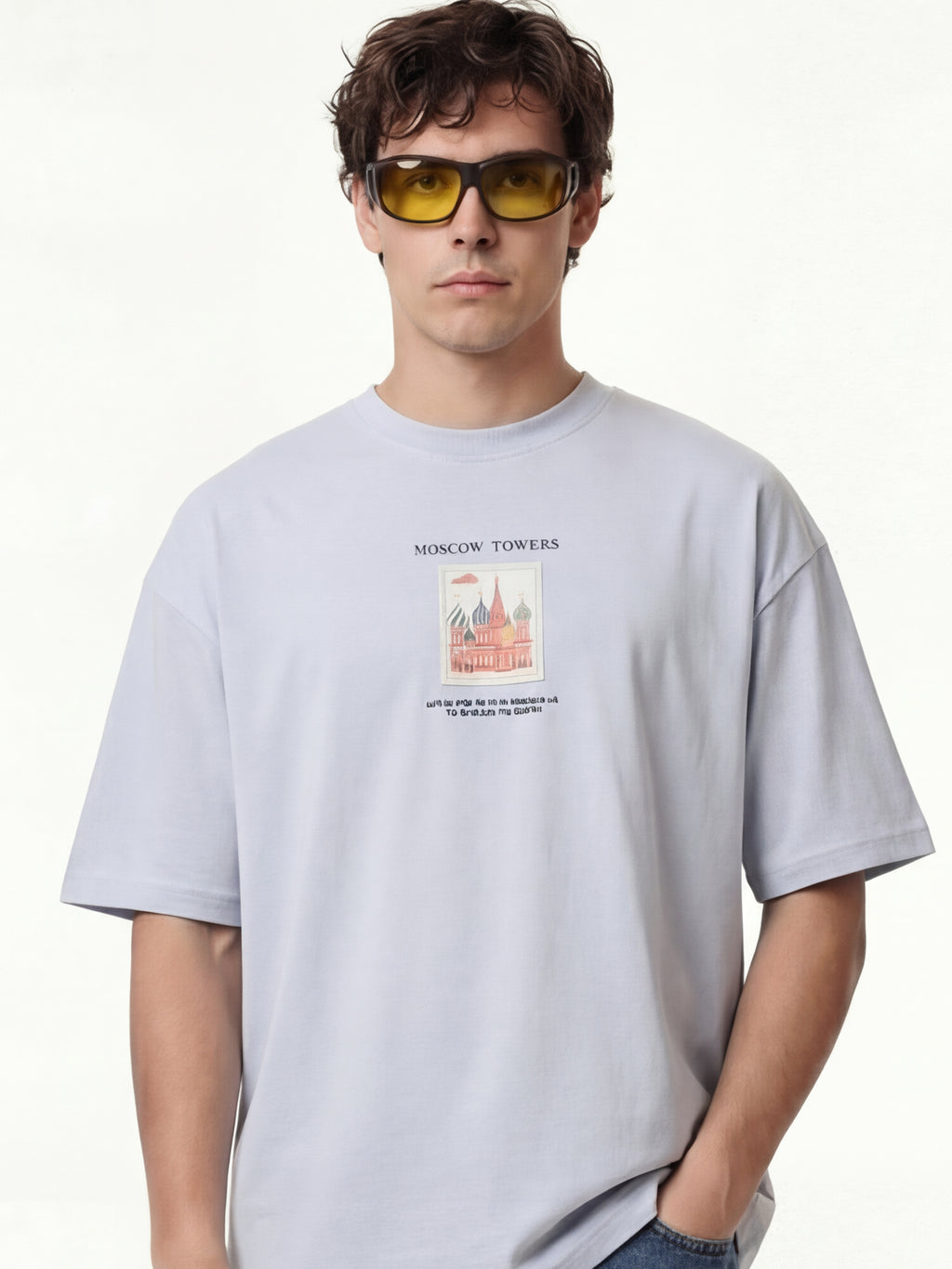 Highlander Men Blue Printed Round Neck Oversized Fit T-Shirt - Blue - Image 3